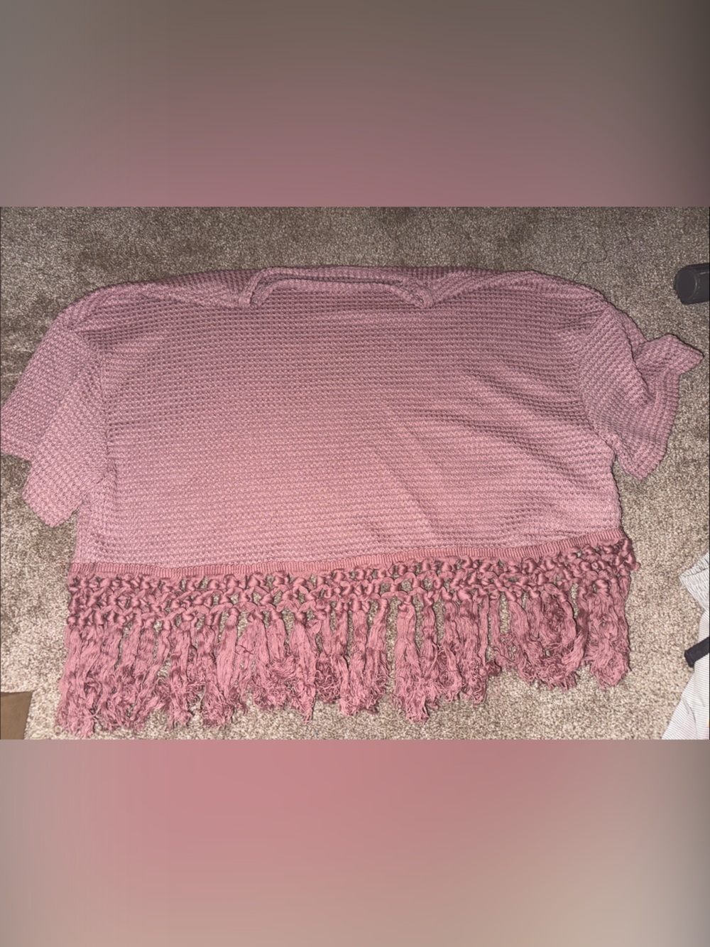 SHEIN Dusty Rose Knit Fringe Wrap